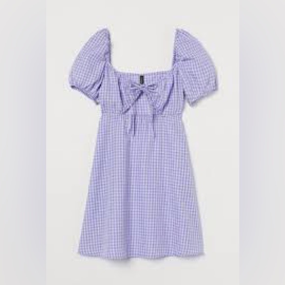 h&m purple gingham dress H&M | Dresses | Hm Purple Puff Sleeved Dress